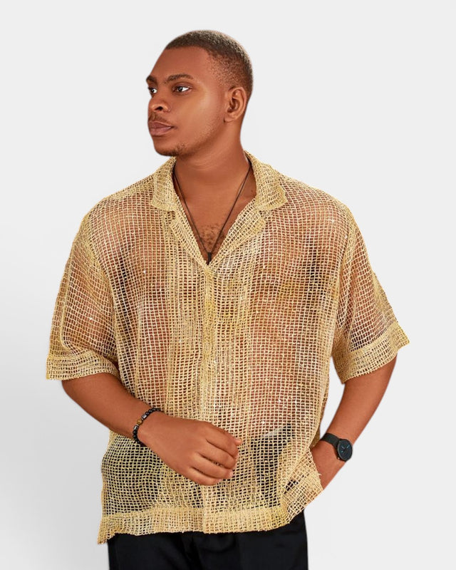 Hollow Mesh Camp Shirt